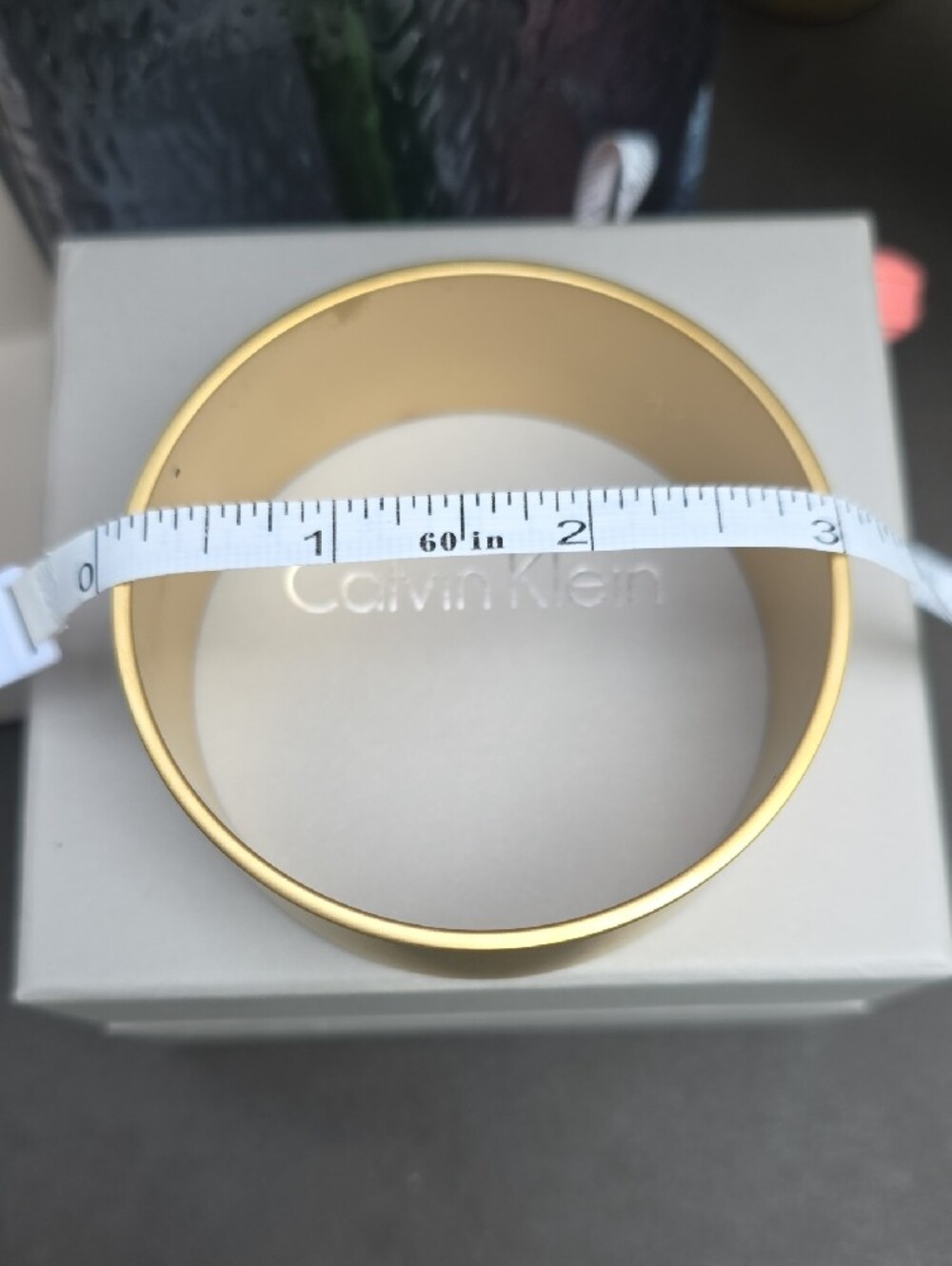 Calvin Klein Matte Gold Wide Cuff Bracelet - Picture 4 of 4
